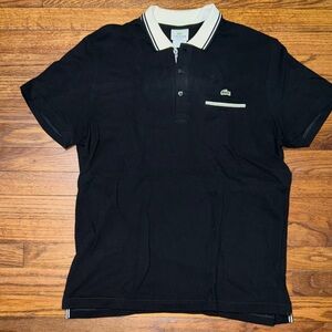 Lacoste Men's Polo Shirt in Black with White Accents